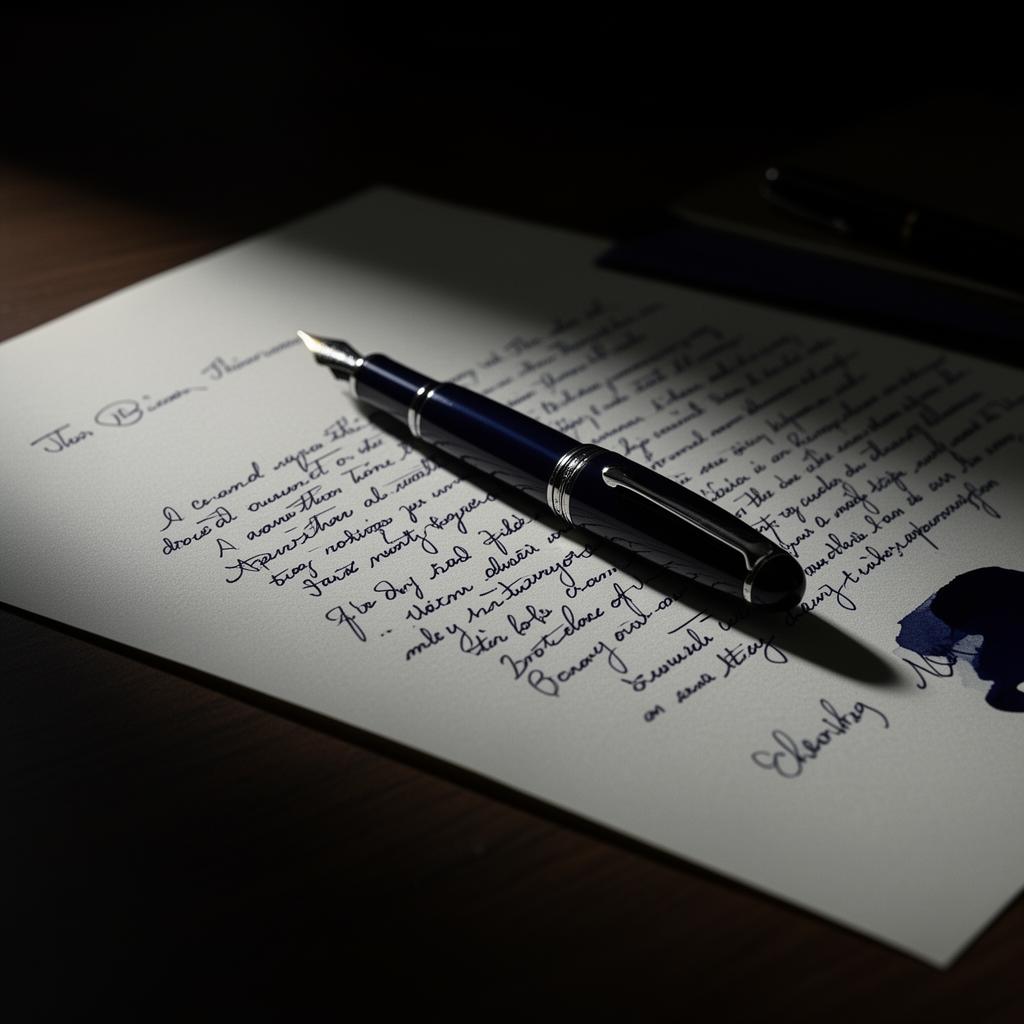 Füllfederhalter auf einem handgeschriebenen Brief als Symbol für das Aufschreiben